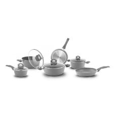 Jogo de panelas em alum�nio Bialetti Petravera 10 pe�as cinza