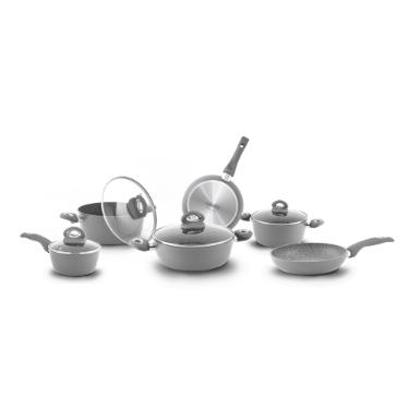 Jogo de panelas em alum�nio Bialetti Petravera 10 pe�as cinza