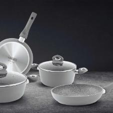 Jogo de panelas em alum�nio Bialetti Petravera 10 pe�as cinza