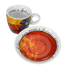 Jogo de x�caras expresso em porcelana vermelho e azul Egan Amor e Fantasia 90ml 2 pe�as