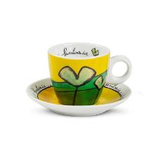 Jogo de x�caras caf� expresso em porcelana Egan Frane Amore 90ml 2 pe�as azul e verde