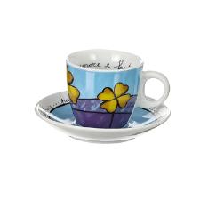 Jogo de x�caras caf� expresso em porcelana Egan Frane Amore 90ml 2 pe�as azul e verde