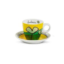 Jogo de x�caras expresso com pires em porcelana Egan 90ml 2 pe�as verde e vermelho