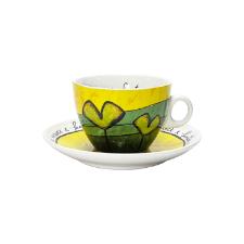 Jogo de x�caras capucciono com pires em porcelana Egan 90ml 2 pe�as amarela e azul