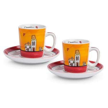 Jogo de x�caras com pires Egan Le Casette 100ml 2 pe�as vermelho e laranja