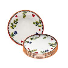 Jogo de pratos em porcelana Egan Cocorido 27cm 6 pe�as laranja