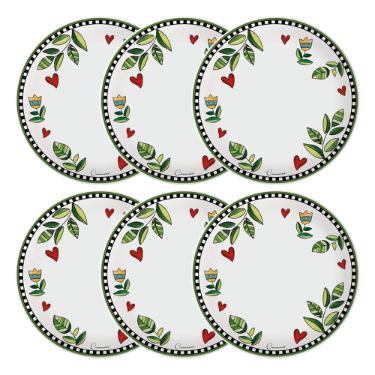 Jogo de pratos em porcelana Egan Cocorido 27cm 6 pe�as verde