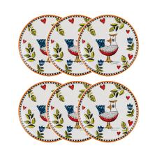 Jogo de pratos em porcelana Egan Cocorido 19cm 6 pe�as laranja