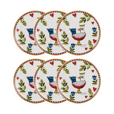 Jogo de pratos em porcelana Egan Cocorido 19cm 6 pe�as laranja
