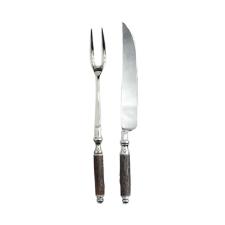 Jogo de Faca e Garfo Trinchante Fracalanza Arvoredo A�o Inox Cabo Madeira 2 Pe�as