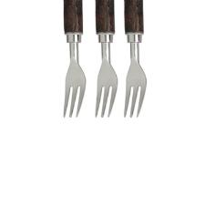 Jogo de Garfos para Sobremesa Fracalanza Arvoredo A�o Inox Cabo Madeira 6 Pe�as