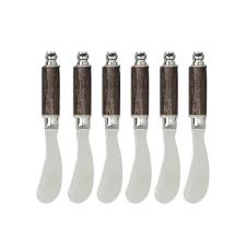 Jogo de Esp�tulas Fracalanza Arvoredo A�o Inox Cabo Madeira 6 Pe�as