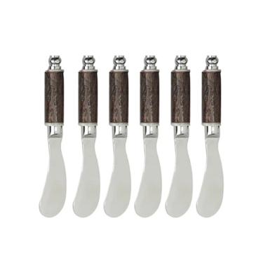 Jogo de Esp�tulas Fracalanza Arvoredo A�o Inox Cabo Madeira 6 Pe�as