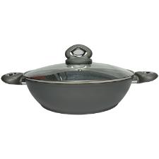 Panela Wok em alum�nio com tampa Bialetti Petravera Plus 28cm cinza