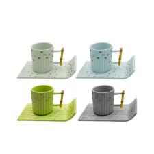 Jogo de Caf� em New Bone China L'Hermitage Yume 70ml 8 Pe�as