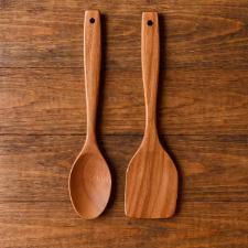 Jogo de esp�tulas em ac�cia Kenya 2 esp�tulas 35cm