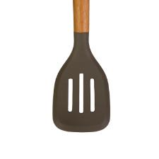 Esp�tula vazada de silicone com cabo de madeira Kenya 33cm cinza
