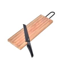 Kit P�o Kenya T�bua e Faca Madeira Ac�cia antimicrobiana 49cm, durabilidade e higiene para servir