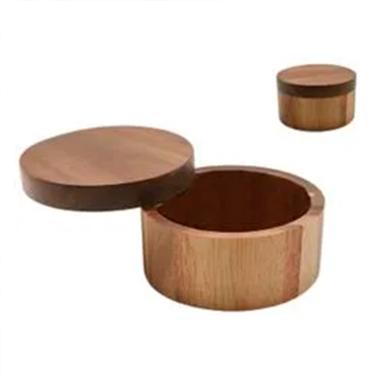 Porta-sal em ac�cia com toque r�stico Kenya 11,7X6,8cm