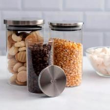 Pote Redondo de Vidro com Tampa de Inox 400ml Kenya