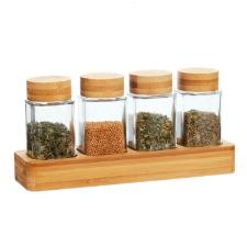 Porta-condimentos em bambu e vidro Kenya 5 pe�as 100ml