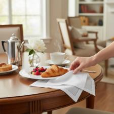 Jogo 4 Guardanapos em Tecido Copa&Cia Desiree Branco 45x45cm Eleg�ncia Cl�ssica Mesa