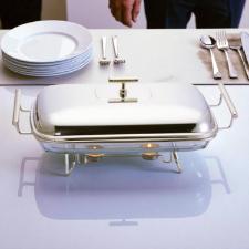 Rechaud retangular com tampa em a�o inox Fracalanza Chambord 2 litros: Eleg�ncia e praticidade para servir