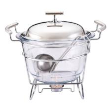 Rechaud redondo com tampa em a�o inox Fracalanza Chambord 4 litros: Eleg�ncia e versatilidade para servir