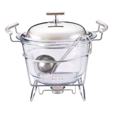 Rechaud redondo com tampa em a�o inox Fracalanza Chambord 4 litros: Eleg�ncia e versatilidade para servir