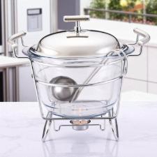 Rechaud redondo com tampa em a�o inox Fracalanza Chambord 4 litros: Eleg�ncia e versatilidade para servir