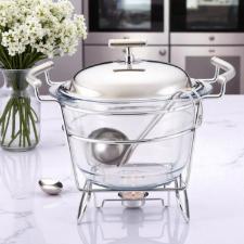 Rechaud redondo com tampa em a�o inox Fracalanza Chambord 4 litros: Eleg�ncia e versatilidade para servir