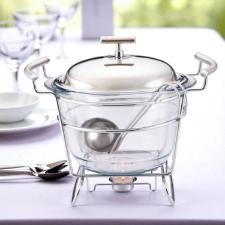 Rechaud redondo com tampa em a�o inox Fracalanza Chambord 4 litros: Eleg�ncia e versatilidade para servir