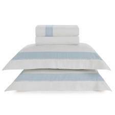Jogo de Cama King Trussardi Rivus em Linho e Algod�o Branco e Azul: Eleg�ncia Master e Descanso Nobre