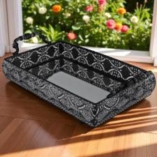 Bandeja retangular em ferro com espelho e al�a L'Hermitage Bakir 39x23x10cm cor preta