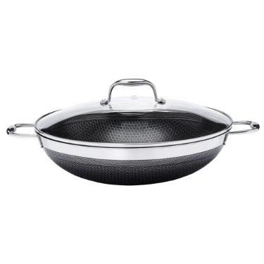 Panela Wok em A�o Inox 34cm com Tampa Oxford CookingPro Hive