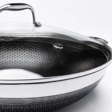 Panela Wok em A�o Inox 34cm com Tampa Oxford CookingPro Hive