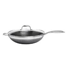 Panela Wok em A�o com Al�as Inox 34cm com Tampa Oxford CookingPro Hive