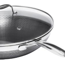 Panela Wok em A�o com Al�as Inox 34cm com Tampa Oxford CookingPro Hive