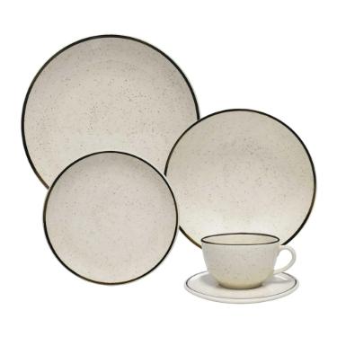 Jogo de Jantar e Ch� Oxford Unni Brisa 30 pe�as: Design moderno e cor suave