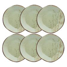 Jogo de 6 Pratos Rasos Oxford Ryo Bambu Marrom e Verde 27,5cm Porcelana