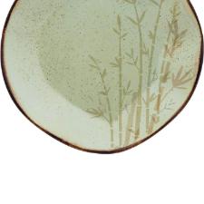 Jogo de 6 Pratos Rasos Oxford Ryo Bambu Marrom e Verde 27,5cm Porcelana