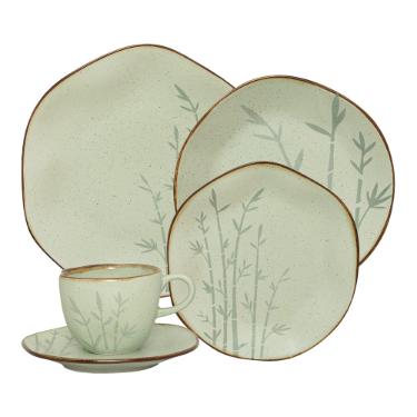 Jogo de Jantar Ch� 30 Pe�as Porcelana Oxford Ryo Bambu: Jap�o