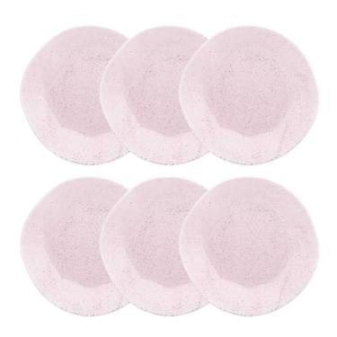 Jogo de 6 Pratos Rasos Oxford Ryo Pink Sand Rosa Claro 27,5cm Porcelana