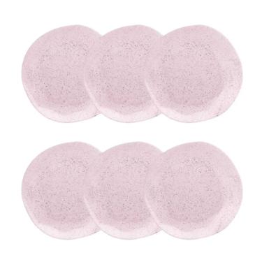 Jogo de 6 Pratos Fundos Oxford Ryo Pink Sand Rosa Claro 22,5cm Porcelana