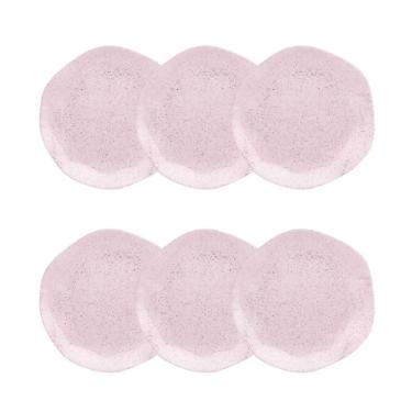 Jogo de 6 Pratos Sobremesa Oxford Ryo Pink Sand Rosa Claro 21,5cm Porcelana