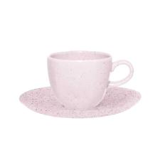Jogo de 6 X�caras de Ch� Oxford Ryo Pink Sand Rosa Claro 220ml com Pires Porcelana