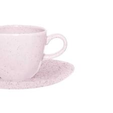 Jogo de 6 X�caras de Ch� Oxford Ryo Pink Sand Rosa Claro 220ml com Pires Porcelana