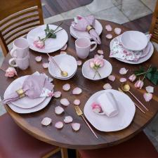 Jogo de Jantar Ch� 30 Pe�as Porcelana Oxford Ryo Pink Sand: Caribe