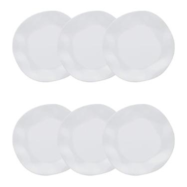Jogo de 6 Pratos Fundos Oxford Ryo White 22,5cm Porcelana