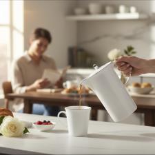 Bule Porcelana Oxford Flamingo Isabel 1,2 L: Filete Prata